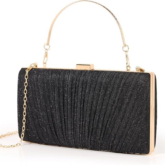 Neiman Marcus Black Glitter Envelope Purse